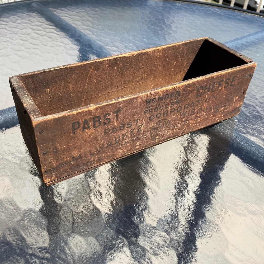 🧀VINTAGE PABST CHEESE BOX, 1920-1933 AMERICAN CHEESE, WOOD, ANTIQUE, FARMHOUSE